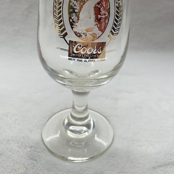 Vintage COORS BEER BEVERAGE STEMMED GLASS WITH GOLD LOGO - Picture 2 of 4